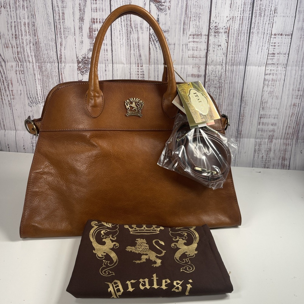 NWT PRATESI FIRENZE MADE IN ITALY LEATHER Brown Gran Margot Bag